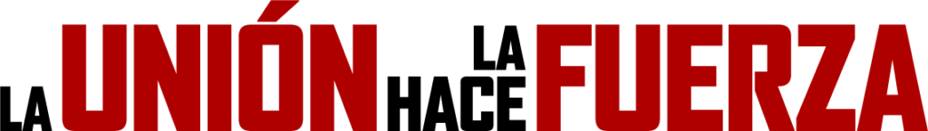 Logotipo de La Unión Hace La Fuerza en negro y rojo, versión horizontal.